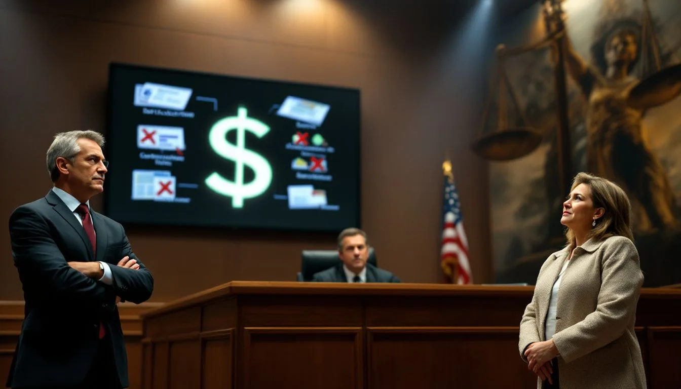 Visual representation of legal actions against debt collectors.